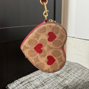 Coach Heart-Shaped Brown and Red Women's Wristlet coin purse